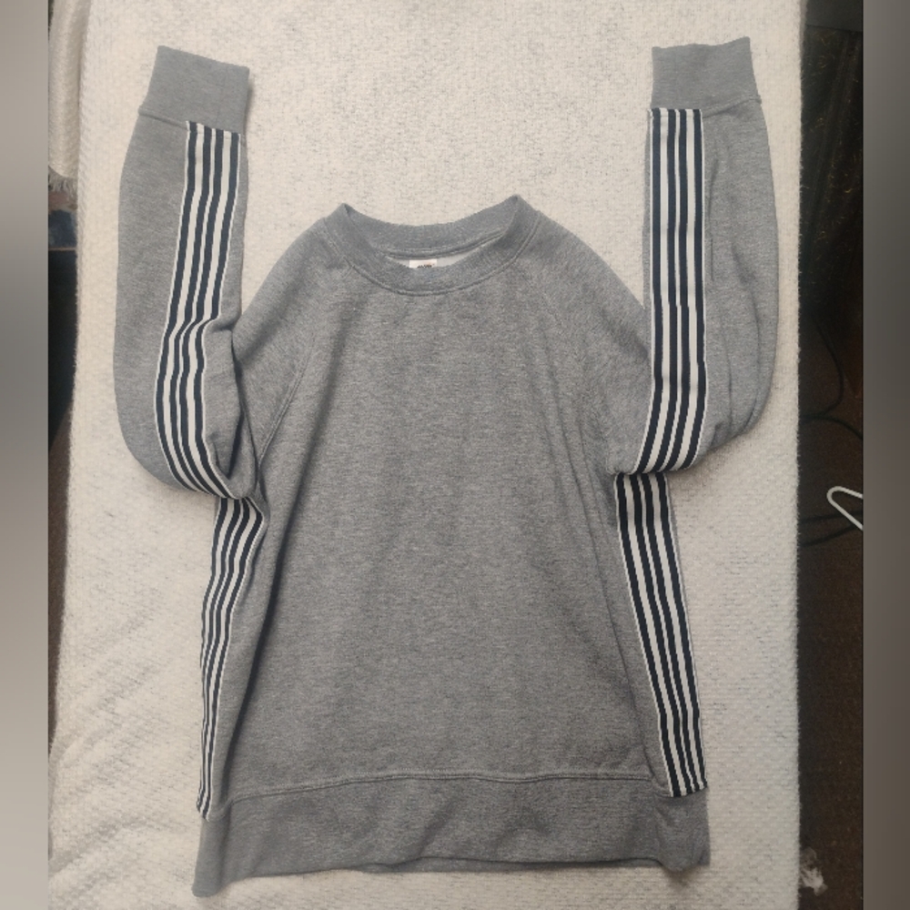 Avia Large Striped Flag Racer Sweatshirt Super Soft Gym Workout Track & Pit Crew